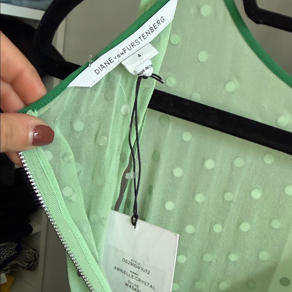 Diane Von Furstenberg Mint and Forest Green Embellished Midi Dress - Picture 3 of 9